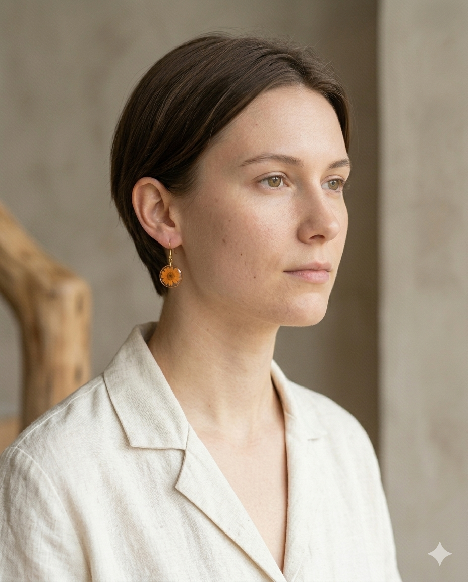 Marquise White Floral Earrings
