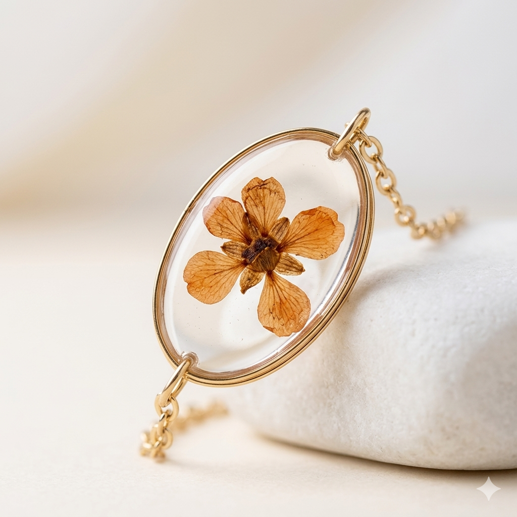 Oval Brown Floral Bracelet