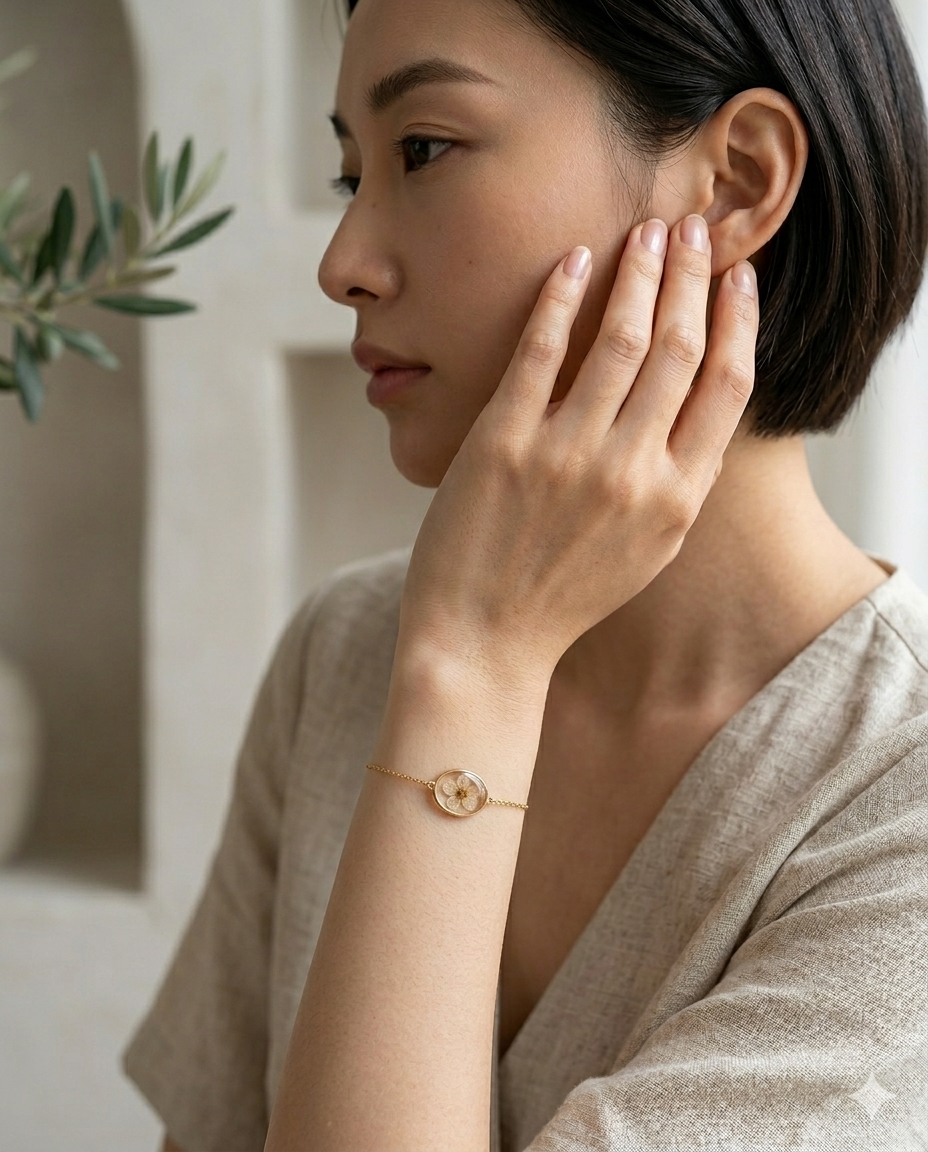 Oval Brown Floral Bracelet