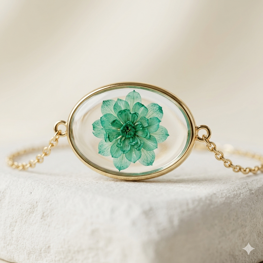 Oval Teal Floral Bracelet