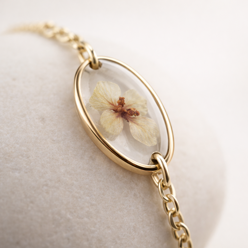 Oval White Floral Bracelet