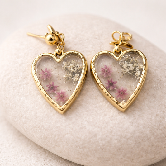 Heart Mixed Floral Earrings