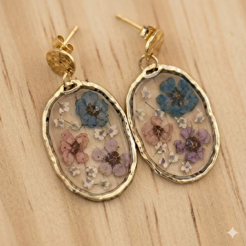 Oval Mixed Floral Earrings