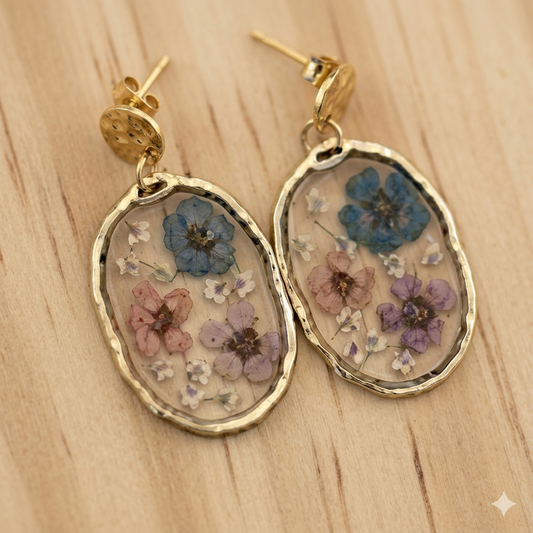 Oval Mixed Floral Earrings