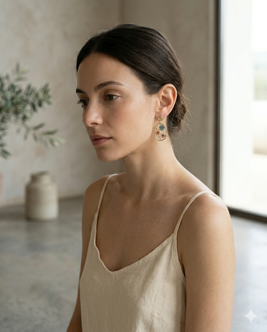 Oval Mixed Floral Earrings