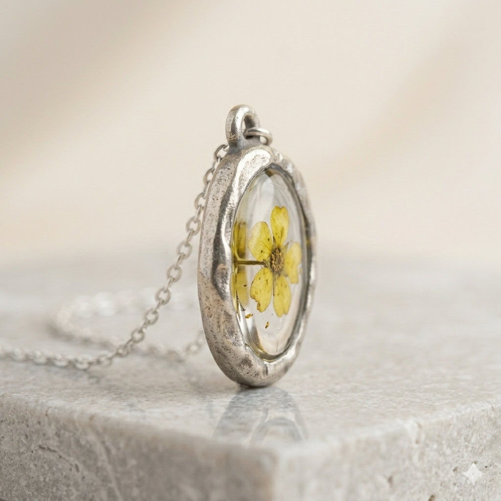 Oval Yellow Floral Pendant