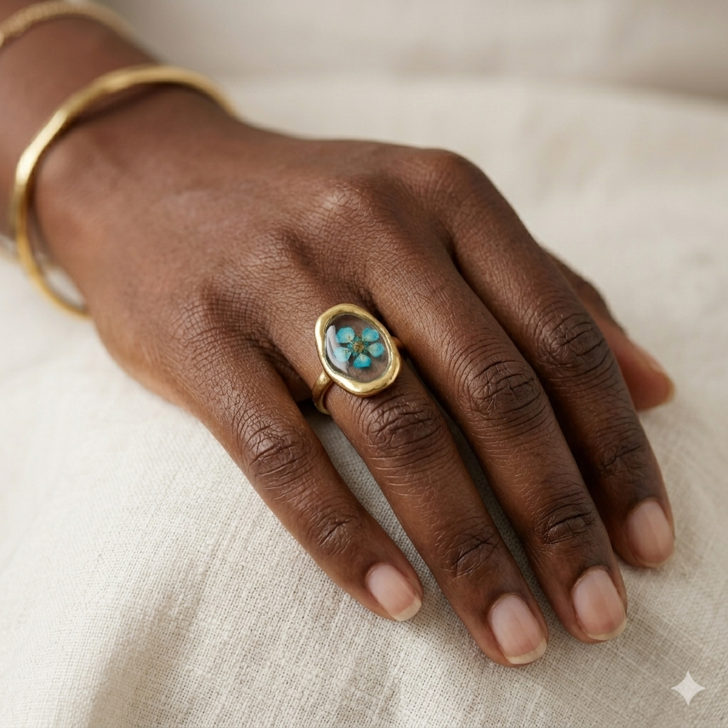 Oval Turquoise Floral Ring