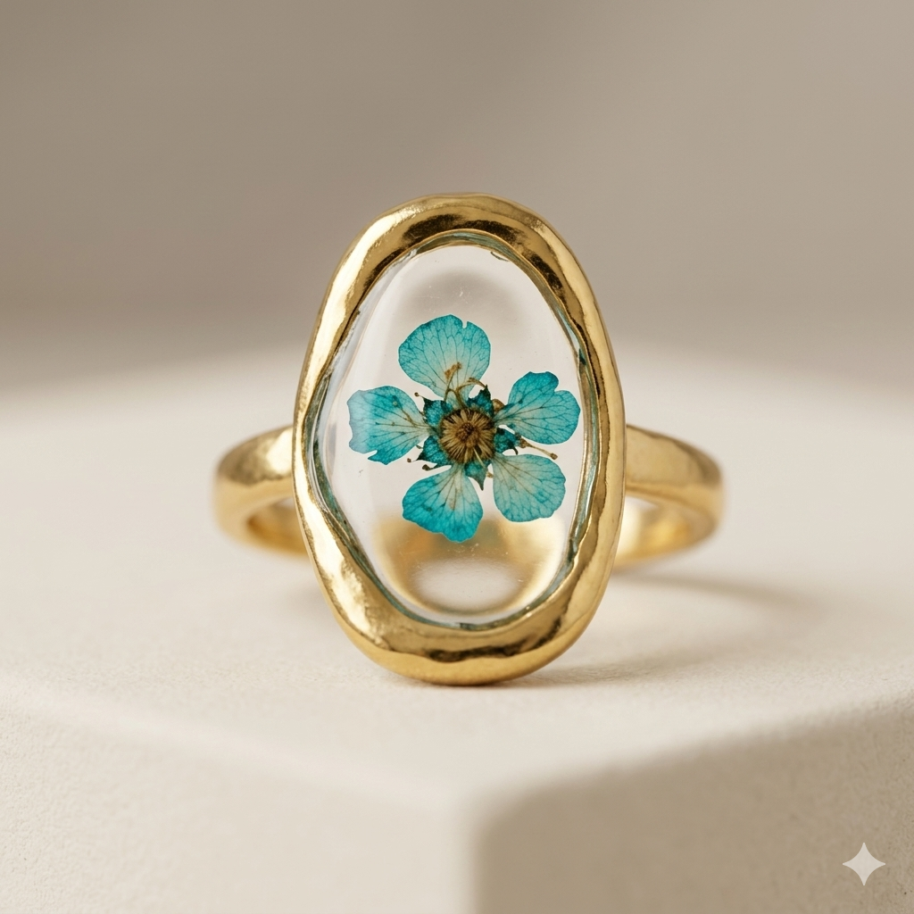 Oval Turquoise Floral Ring