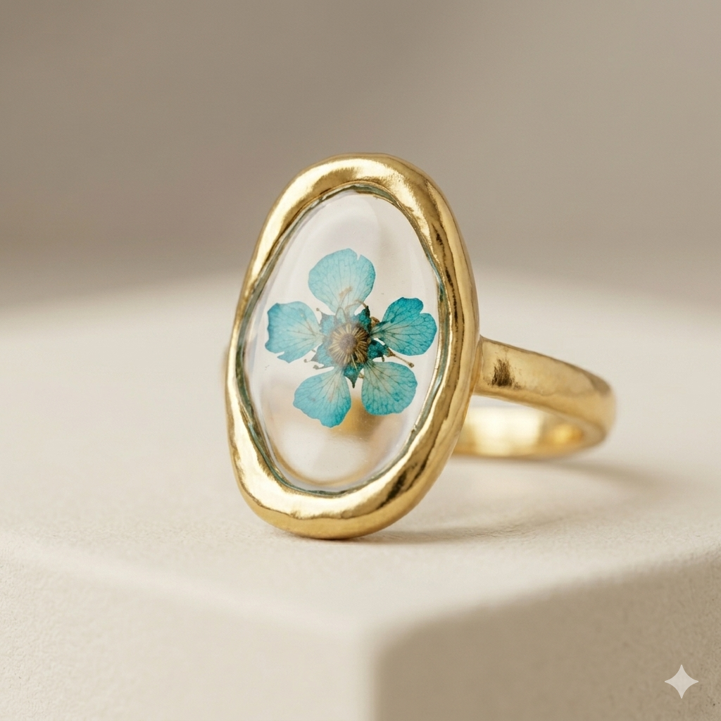Oval Turquoise Floral Ring